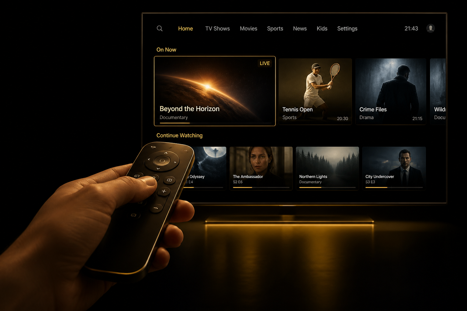 Choisir un abonnement IPTV légal en France : télécommande et interface des chaînes TV